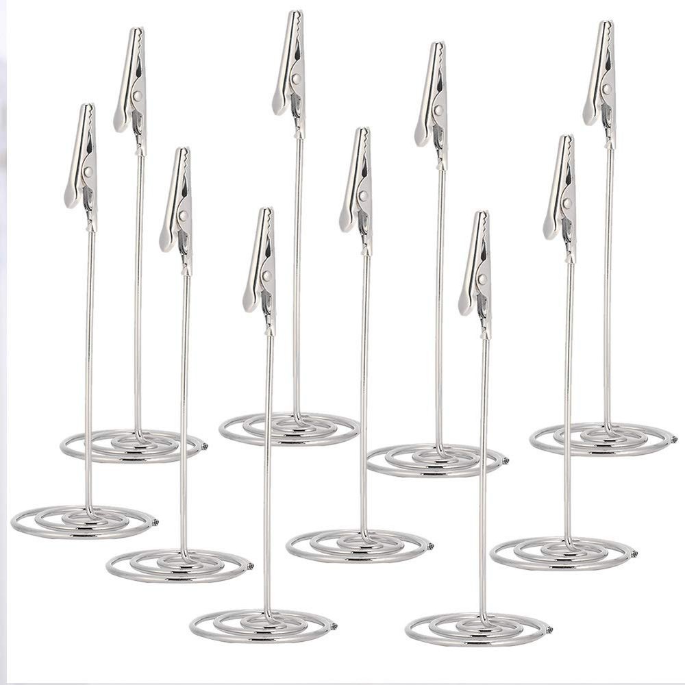 10Pcs Place Card Holder Metal Wires Memo Clip Note Card Holders Table Number Clip Clamp Clip for Wedding Party Clay&Cake Decor Place Cards & Place Card Holders