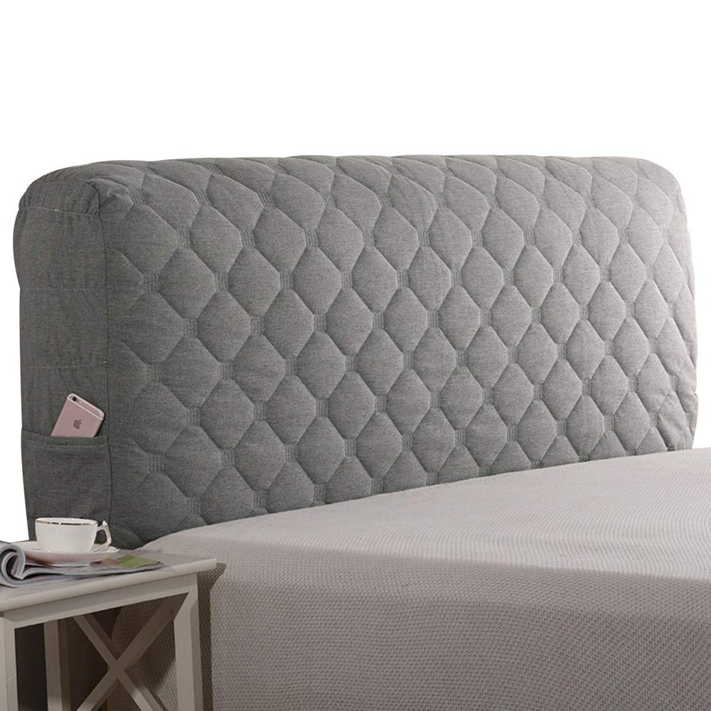 HDGZ Bed Dust Cover Stretch Bed Headboard Slipcover Stretch Headboard Cover Single Double King Super King Protector Cover for Bedroom (Color : Gray, Size : 190 * 60cm)