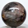 2.8" 1lb Black & Peach Moonstone Sphere Natural Sparkling Holistic Sheen Crystal Ball Feldspar Mineral Polished Stone - Madagascar + Stand view 1