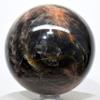 2.8" 1lb Black & Peach Moonstone Sphere Natural Sparkling Holistic Sheen Crystal Ball Feldspar Mineral Polished Stone - Madagascar + Stand view 2