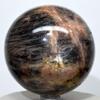 2.8" 1lb Black & Peach Moonstone Sphere Natural Sparkling Holistic Sheen Crystal Ball Feldspar Mineral Polished Stone - Madagascar + Stand view 3