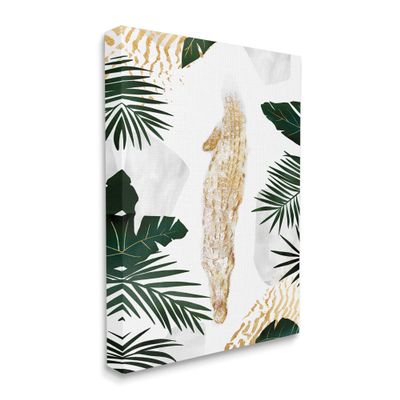 Stupell Industries Avante-Garde Alligator Tropical Milky White Jungle River