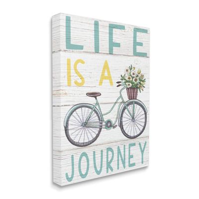 Stupell Industries Life's A Journey Blue Bicycle Flower Basket