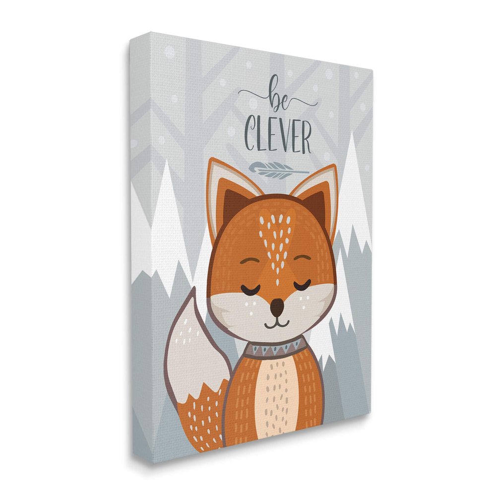 Stupell Industries Be Clever Phrase Cute Fox Mountain Forest