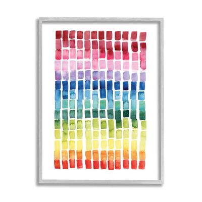 Stupell Industries Geometric Watercolor Rainbow Tiles Over White