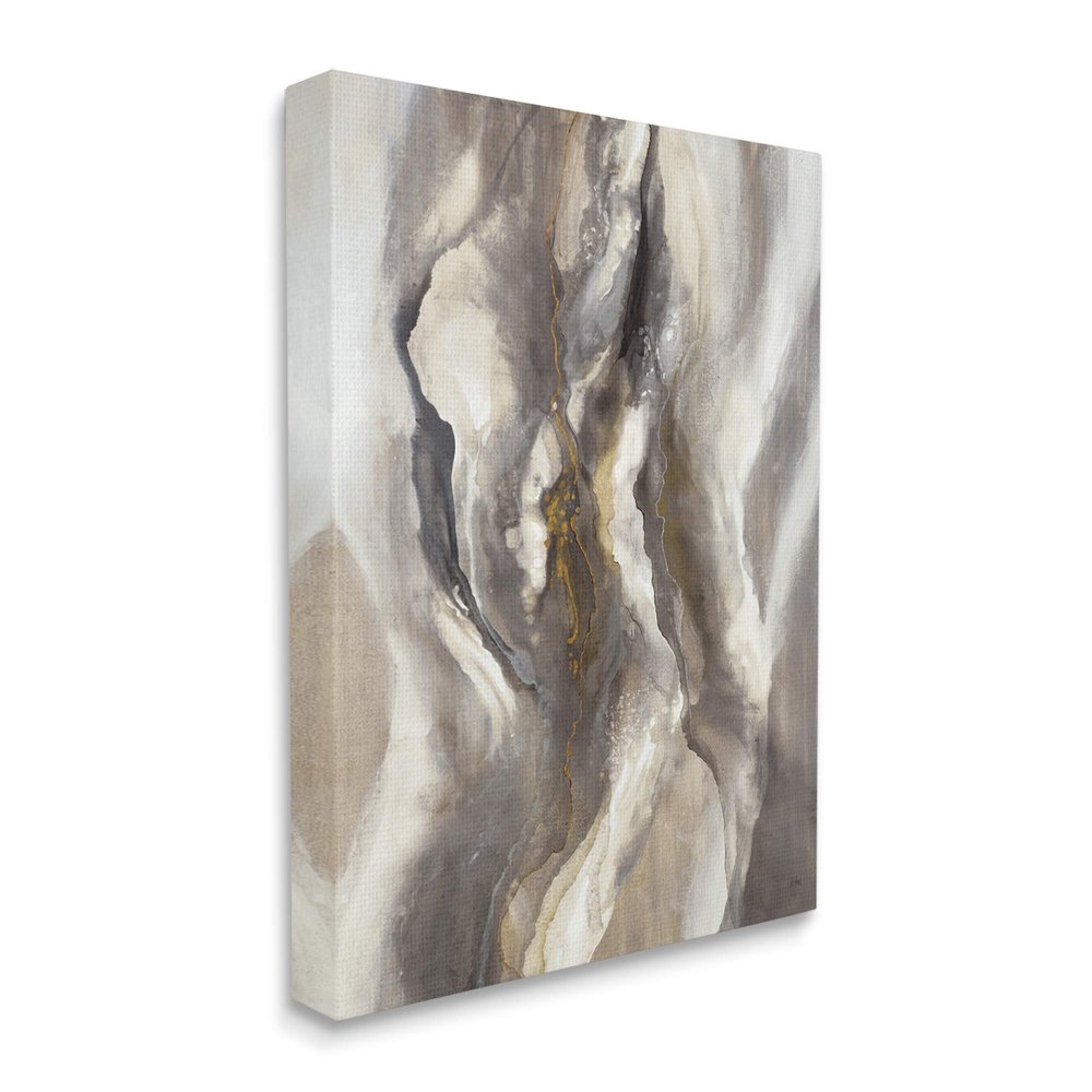 Stupell Industries Flowing Cloudy Grey Abstraction Dark Shadows Yellow Highlights