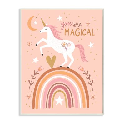 Stupell Industries You are Magical Inspirational Pink Unicorn Rainbow