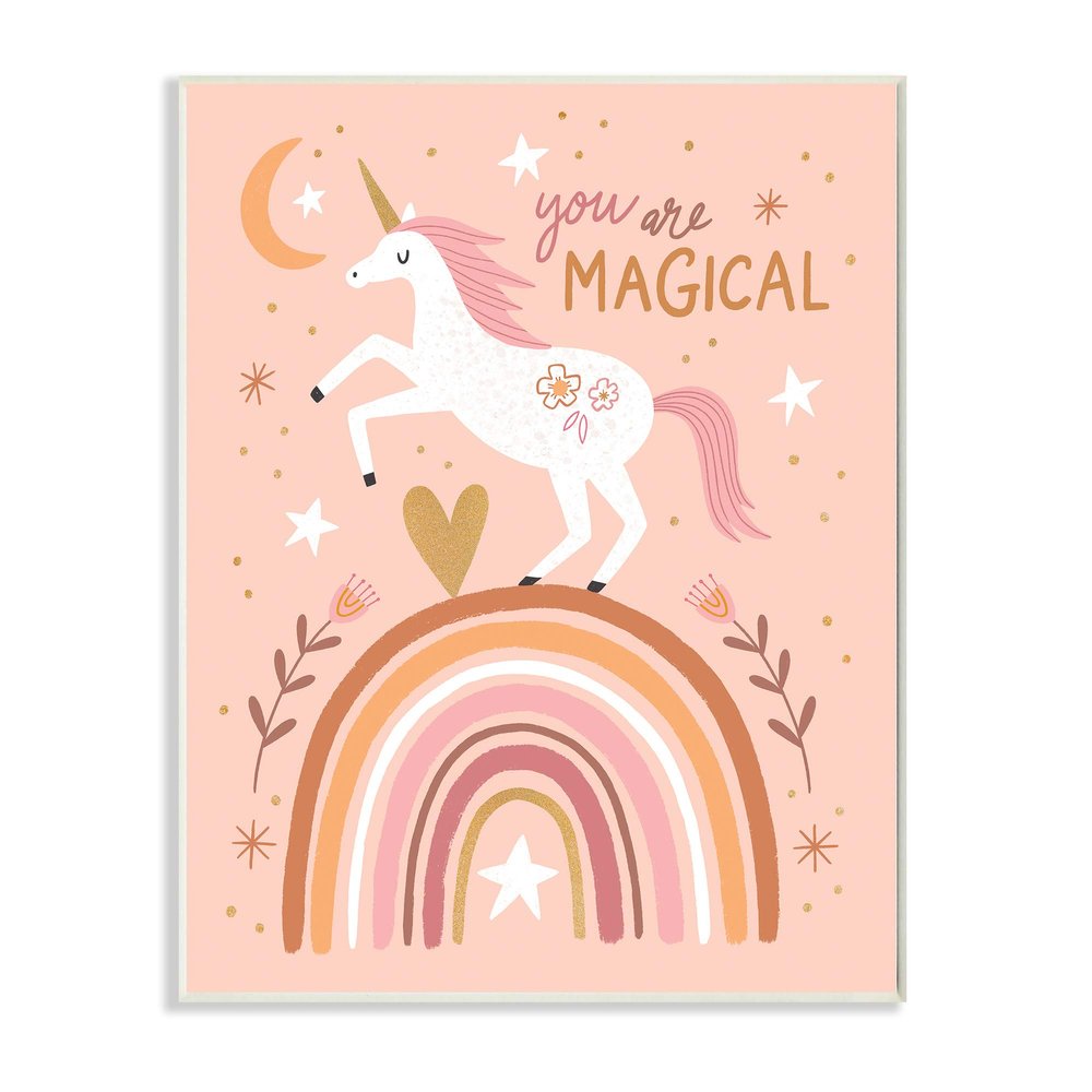 Stupell Industries You are Magical Inspirational Pink Unicorn Rainbow