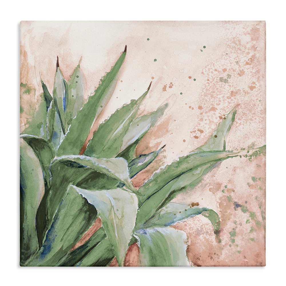 Stupell Industries Green Succulent Plant Leaves Contemporary Paint Splatter, Designed by Patricia Pinto Canvas Wall Art, 30 x 30