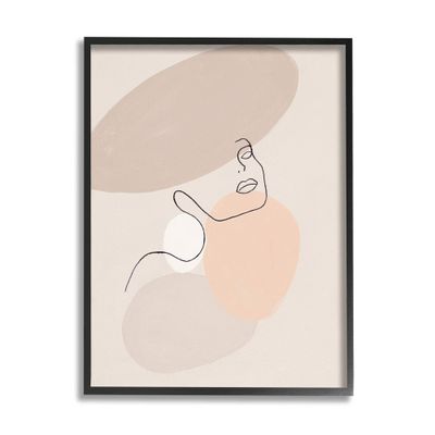 Stupell Industries Minimal Female Line Drawing Over Abstract Shapes