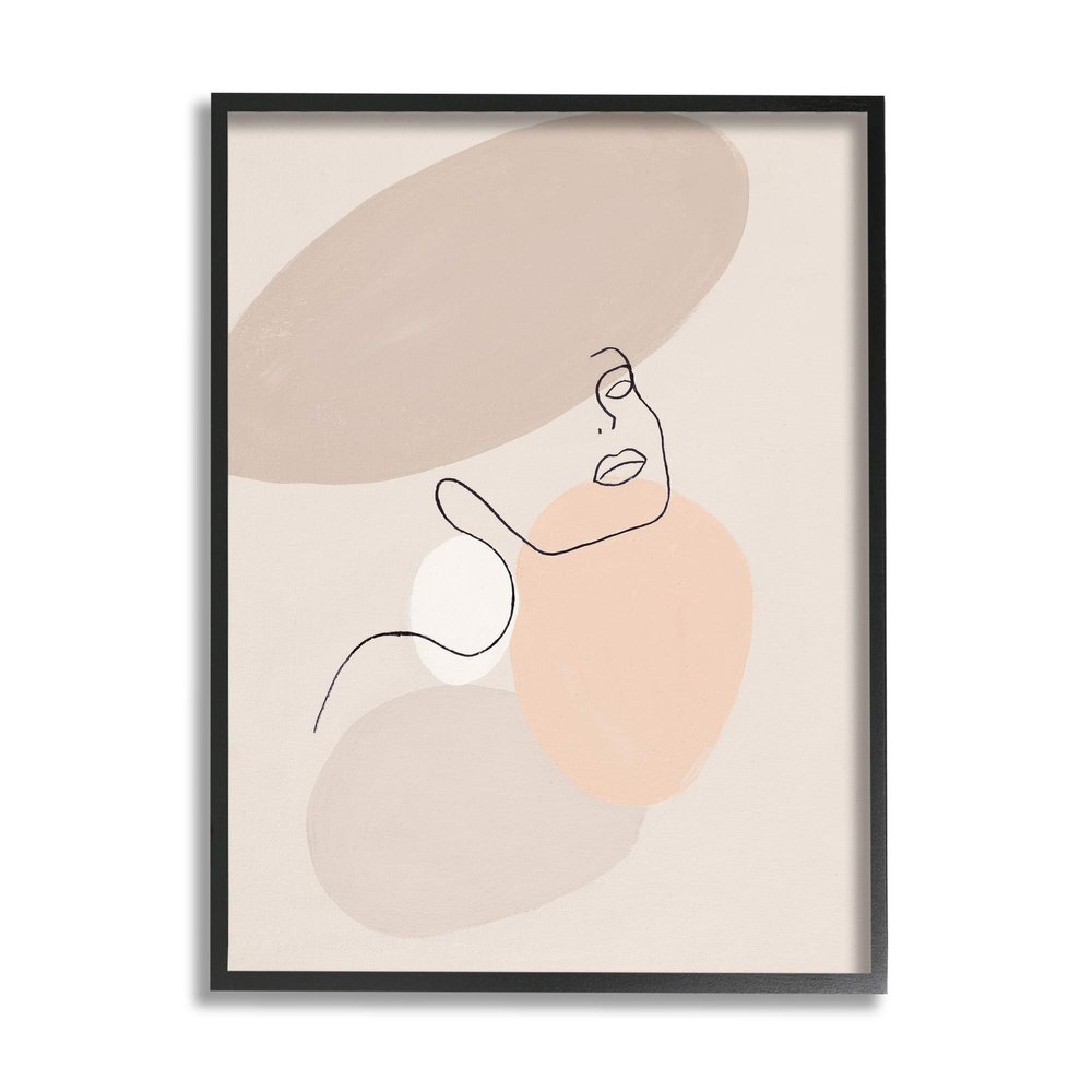 Stupell Industries Minimal Female Line Drawing Over Abstract Shapes
