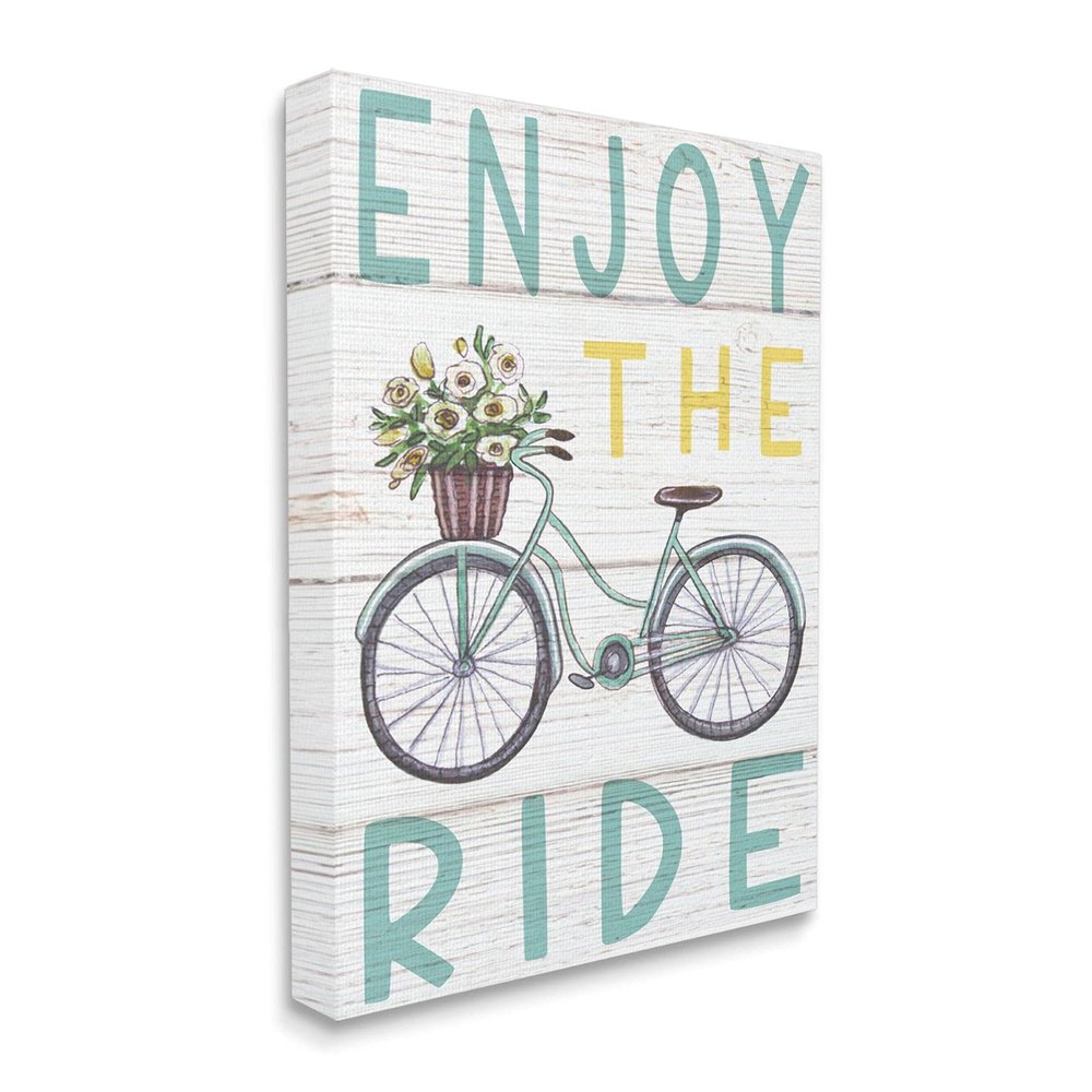 Stupell Industries Enjoy The Ride Phrase Flower Basket Bicycle