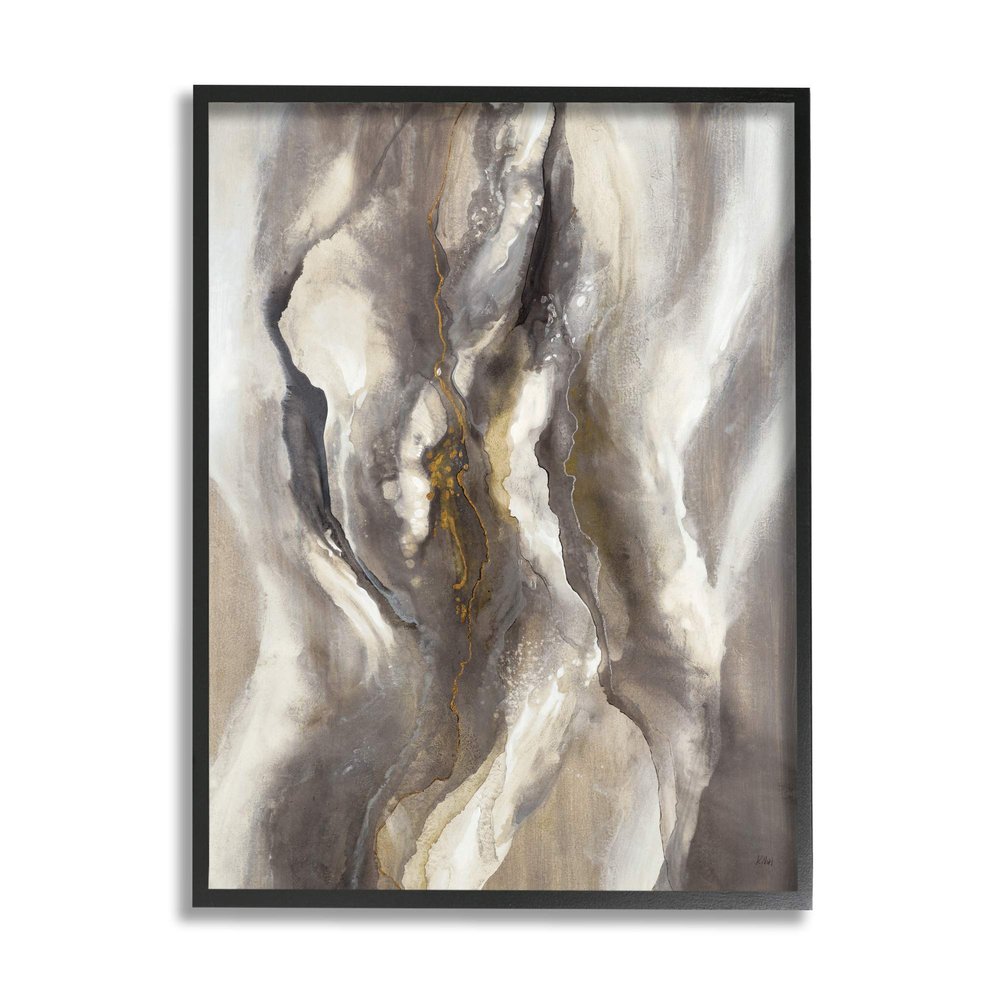 Stupell Industries Flowing Cloudy Grey Abstraction Dark Shadows Yellow Highlights