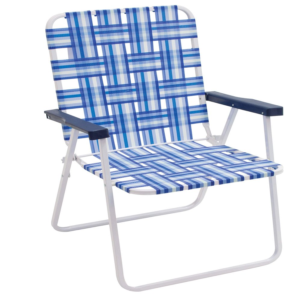 Rio Brands High-Back Folding Web Lawn Chair, Blue/White
