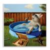 Stupell Industries French Bulldog Drinking Summer Pool Pet Humor, Designed by Lucia Heffernan Wall Plaque, 12 x 12, Beige view 1
