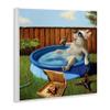 Stupell Industries French Bulldog Drinking Summer Pool Pet Humor, Designed by Lucia Heffernan Wall Plaque, 12 x 12, Beige view 3