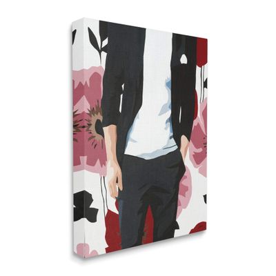 Stupell Industries Men's Casual Fashion Suit Pink Floral Pattern