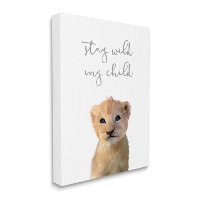 Stupell Industries Stay Wild Phrase Friendly Safari Lion Cub