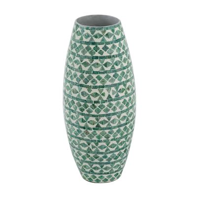 A&B Home Round Tall Capiz Vase - 8" Dia. x 20" - Green