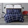TRULY SOFT Printed Windowpane White and Charcoal Grey Polyester 4-Piece King Sheet Set, Geometric Themed, for Men and Women, Oeko-TEX Certified Confidence view 4