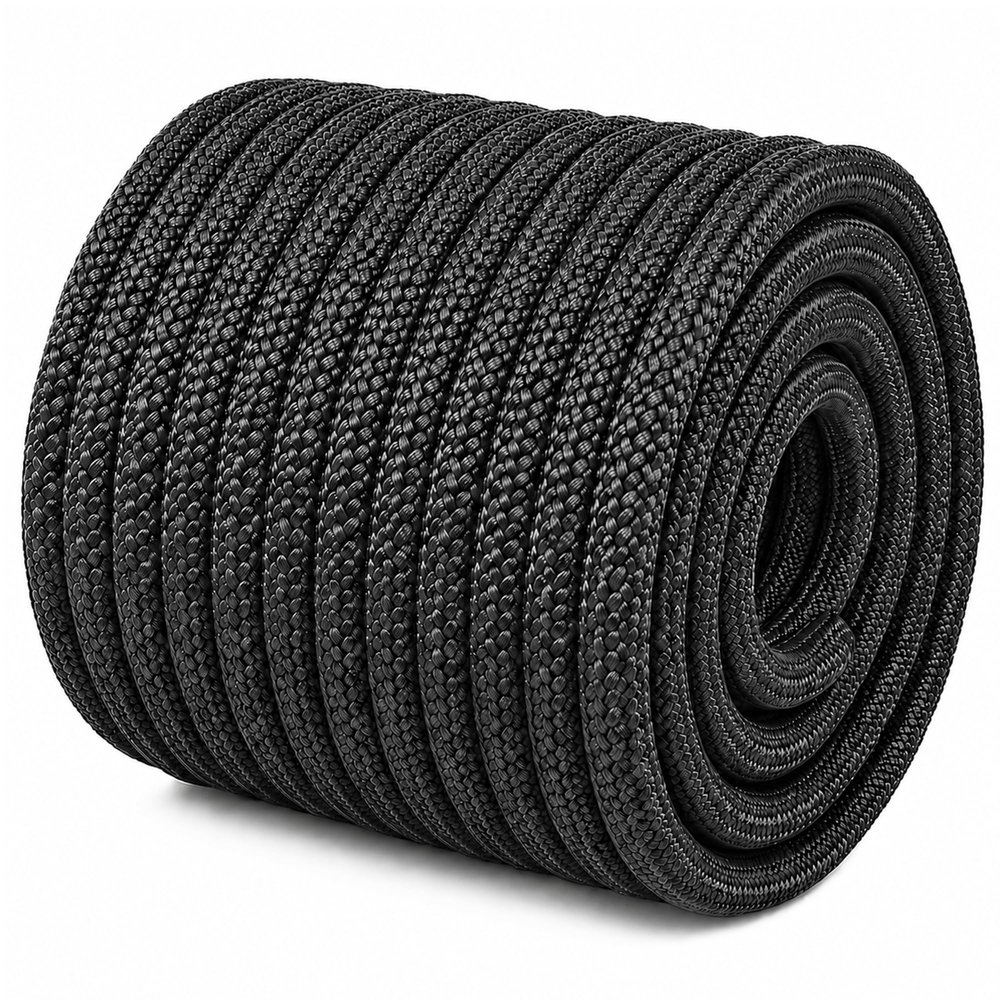 YUZENET Braided Polyester Arborist Rope (3/8 inch X 100 feet) High Strength Bull Rope for Tree Work Truck Securing Camping Swing, Black