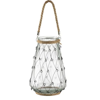 A&B Home Teardrop Vase with Handle - 8.5" Dia. x 12.5" - Clear,Black
