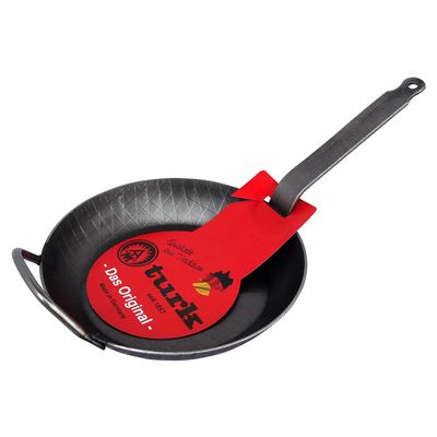turk Iron Frying Pan (for Roasting) (9.4 inches (24 cm) Deep with Support Grip, Black