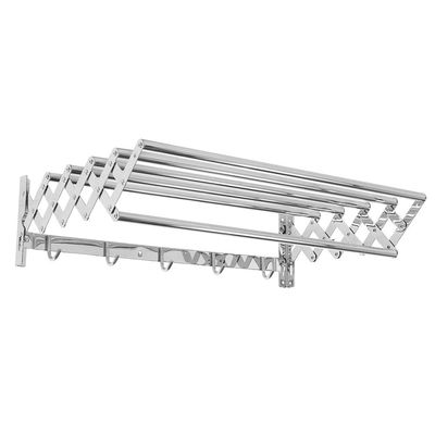 Garosa Foldable Drying Rack Stainless Steel Retractable Towel Rack Accordion Expandable Retractable Clothes Drying Rack Folding Wall Mounted Towel Rack for Home Hotel Laundry Bathroom