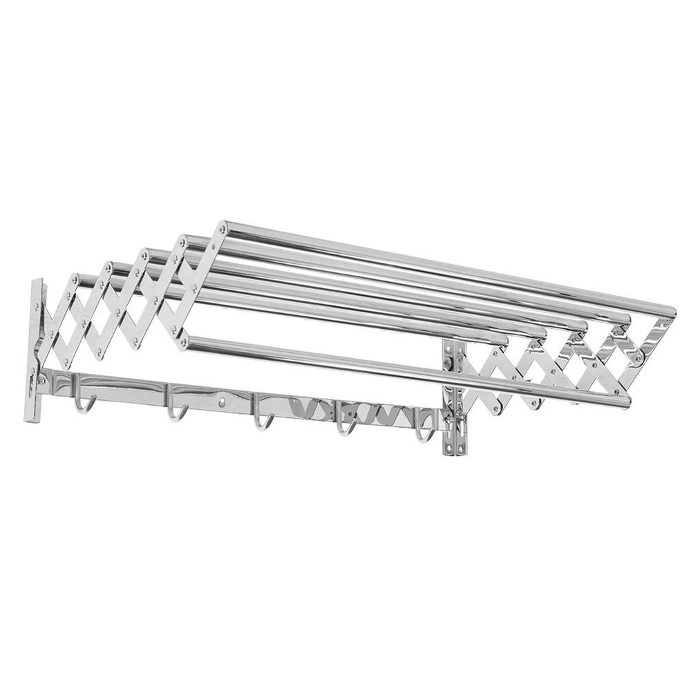 Garosa Foldable Drying Rack Stainless Steel Retractable Towel Rack Accordion Expandable Retractable Clothes Drying Rack Folding Wall Mounted Towel Rack for Home Hotel Laundry Bathroom