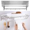 Garosa Foldable Drying Rack Stainless Steel Retractable Towel Rack Accordion Expandable Retractable Clothes Drying Rack Folding Wall Mounted Towel Rack for Home Hotel Laundry Bathroom view 4