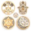 5.31" Sacred Geometry Wall Art 4 PCS Set, (Sacred Lotus, Hamsa Hand, Soul Star, Union Sun Moon) Crystal Grid Meditation Chakra Wooden Wall Art Yoga Decor Spiritual Gifts view 1