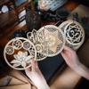 5.31" Sacred Geometry Wall Art 4 PCS Set, (Sacred Lotus, Hamsa Hand, Soul Star, Union Sun Moon) Crystal Grid Meditation Chakra Wooden Wall Art Yoga Decor Spiritual Gifts view 3