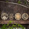 5.31" Sacred Geometry Wall Art 4 PCS Set, (Sacred Lotus, Hamsa Hand, Soul Star, Union Sun Moon) Crystal Grid Meditation Chakra Wooden Wall Art Yoga Decor Spiritual Gifts view 4