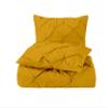 Royal Sheet 600 Thread Count 3 Piece Pinch Pleated Duvet Cover Set with Zipper Closure and Corner Ties - 100% Egyptian Cotton - Full/Full XL/Queen 88" X 88" Gold Solid view 2