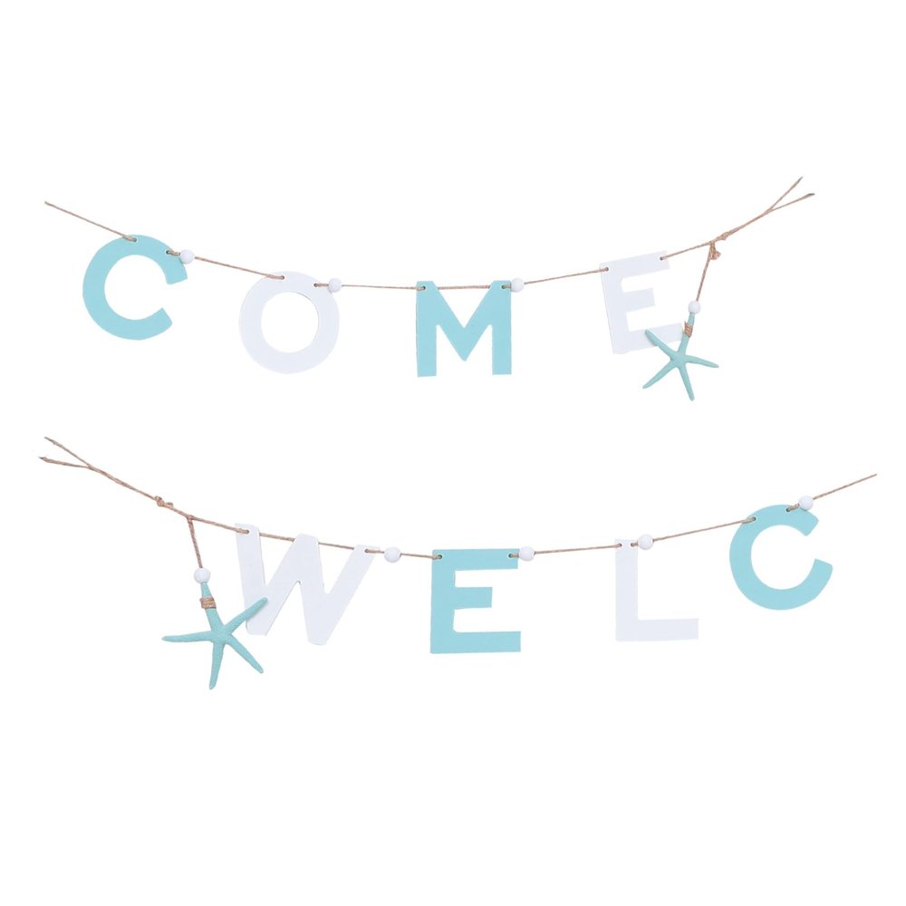 1pc Pendant Mediterranean Style Decoration Wall Letter First Day of School Banner Nautical Ornaments Wall Pendant Home Decorations Welcome Pendant Wooden School Flag Baby