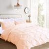 Royal Sheet 600 Thread Count 3 Piece Pinch Pleated Duvet Cover Set with Zipper Closure and Corner Ties - 100% Egyptian Cotton - Pintuck King/Cal King 94" X 104" Peach Solid view 1