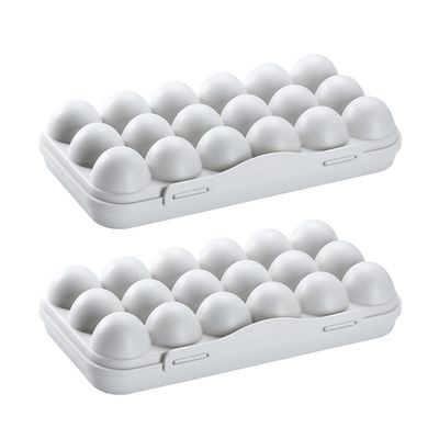 Cabilock 2pcs Egg Storage Box Refrigerator,18 Grid Deviled Egg Tray Storage Container Organizer,Stackable Plastic Holder with Lid,Space-Saving Portable Carriage Container for Refrigerator Kichen