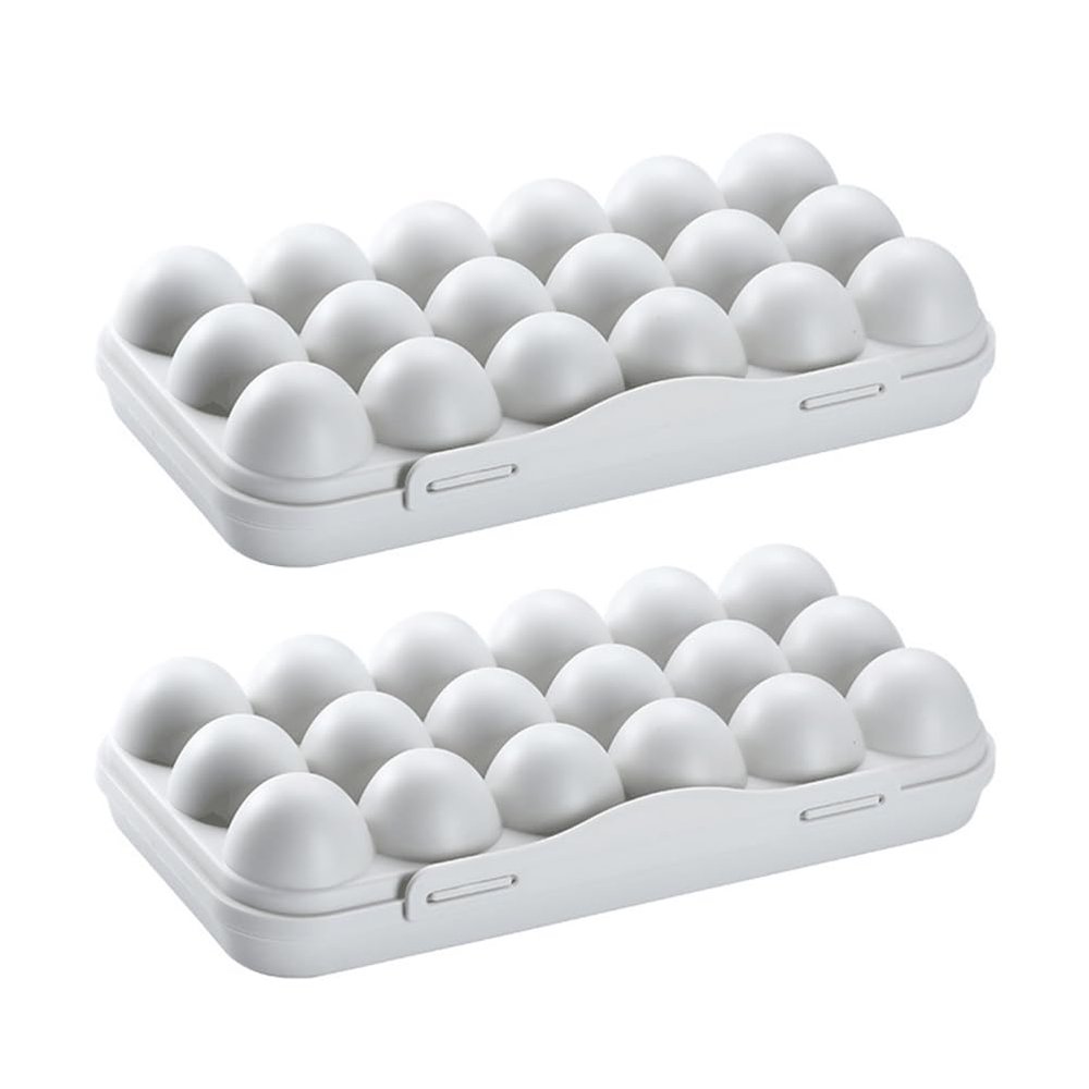 Cabilock 2pcs Egg Storage Box Refrigerator,18 Grid Deviled Egg Tray Storage Container Organizer,Stackable Plastic Holder with Lid,Space-Saving Portable Carriage Container for Refrigerator Kichen