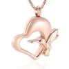 QJZM Pet Memorial Jewelry of Hummingbird Cremation Necklace for Ashes Stainless Steel Keepsake Pendant for Women Men-Rose Gold_Pendant only view 4