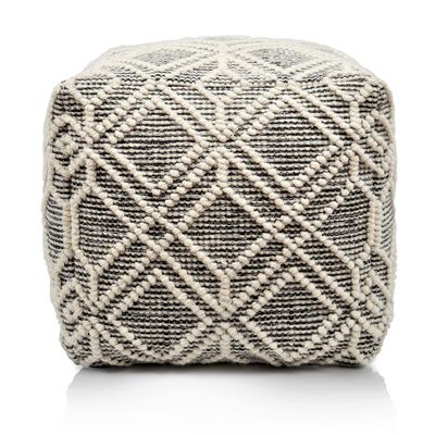 Loominaire Handmade Addo Wool, Cotton Natural Fiber Easy Maintenance Pouf/Footstool for Living Room Bed Room Family Room (16"x16"x16")