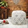 Loominaire Handmade Addo Wool, Cotton Natural Fiber Easy Maintenance Pouf/Footstool for Living Room Bed Room Family Room (16"x16"x16") view 3