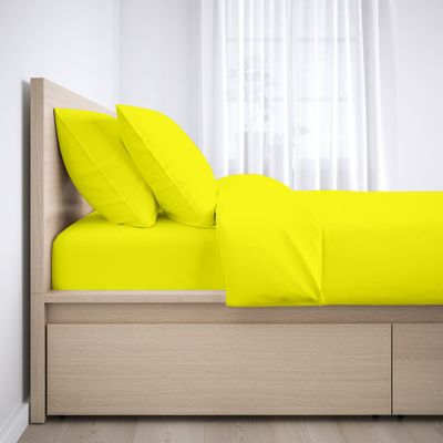 100% Egyptian Cotton Sheets, Yellow Solid-RV King Sheets Set, 600 Thread Count Extra Long Staple Cotton, Sateen Weave for Soft and Silky Breathable Feel, Fits Mattress Upto 15'' DEEP Pocket Mattress