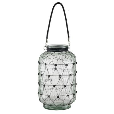 A&B Home Tall Flower Vase Clear Vintage Glass Vase Metal Wire Wrapped Decorative Jar with Handle for Farmhouse Dcor Table Centerpiece D9X15 inch