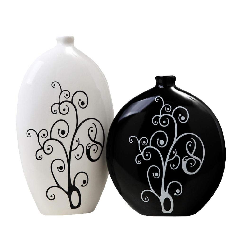 Ceramics statue Resin Black and white simple TV cabinet wine cabinet decoration decoration home living room decoration ceramic vase flower soft decoration