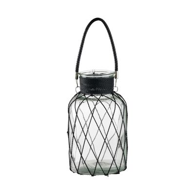 A&B Home Glass Vase with Handle - 7" Dia. x 12" - Clear,Black