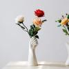 9 Inch Modern Art Ceramic Flower Vase Hand Holding Plants Flower Container, Tabletop White Arm vase for Home Office Decoration view 1