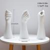 9 Inch Modern Art Ceramic Flower Vase Hand Holding Plants Flower Container, Tabletop White Arm vase for Home Office Decoration view 4