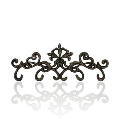 30GO Decorative Cast Iron Wall Hook Rack with 6 Sturdy Hooks for Keys, Hats, Bags | Vintage Design Hanger for Home Decor | Key Hangers for Wall | Includes Screws and Anchors