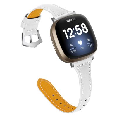 KiniWell Wristband for Fitbit Versa 3/Fitbit Sense Smartwatch,Replacement Smartwatch Wristband for Women,Soft Leather Straps with Buckle Adjustable Wrist for 5.5-8.0 inch - White