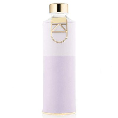 EQUA Glass Water Bottle with Faux Leather Sleeve - 25 oz - Leak Proof and BPA Free - 100% Borosilicate Glass (Mismatch Purple)